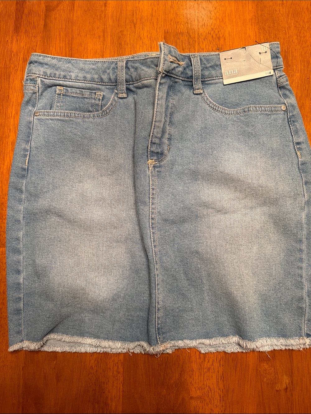 a.n.a Light Blue Denim Mini Skirt with Raw Hem